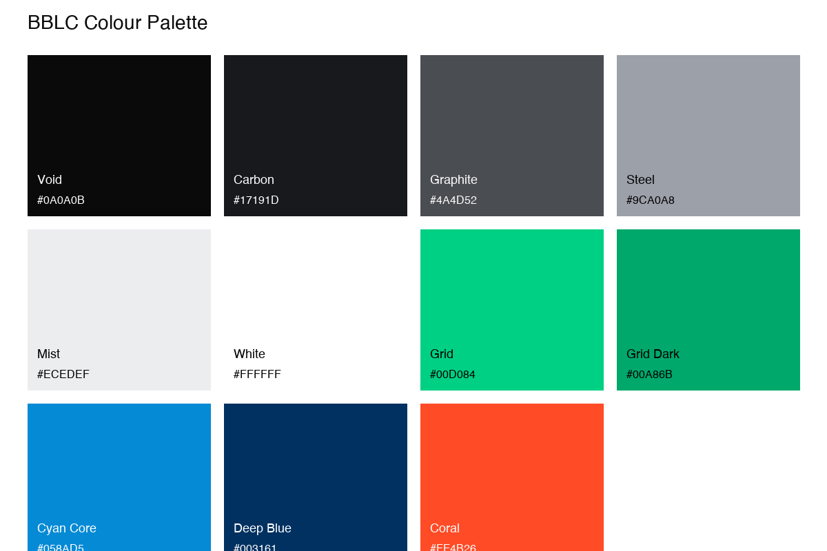 BBLC colour palette